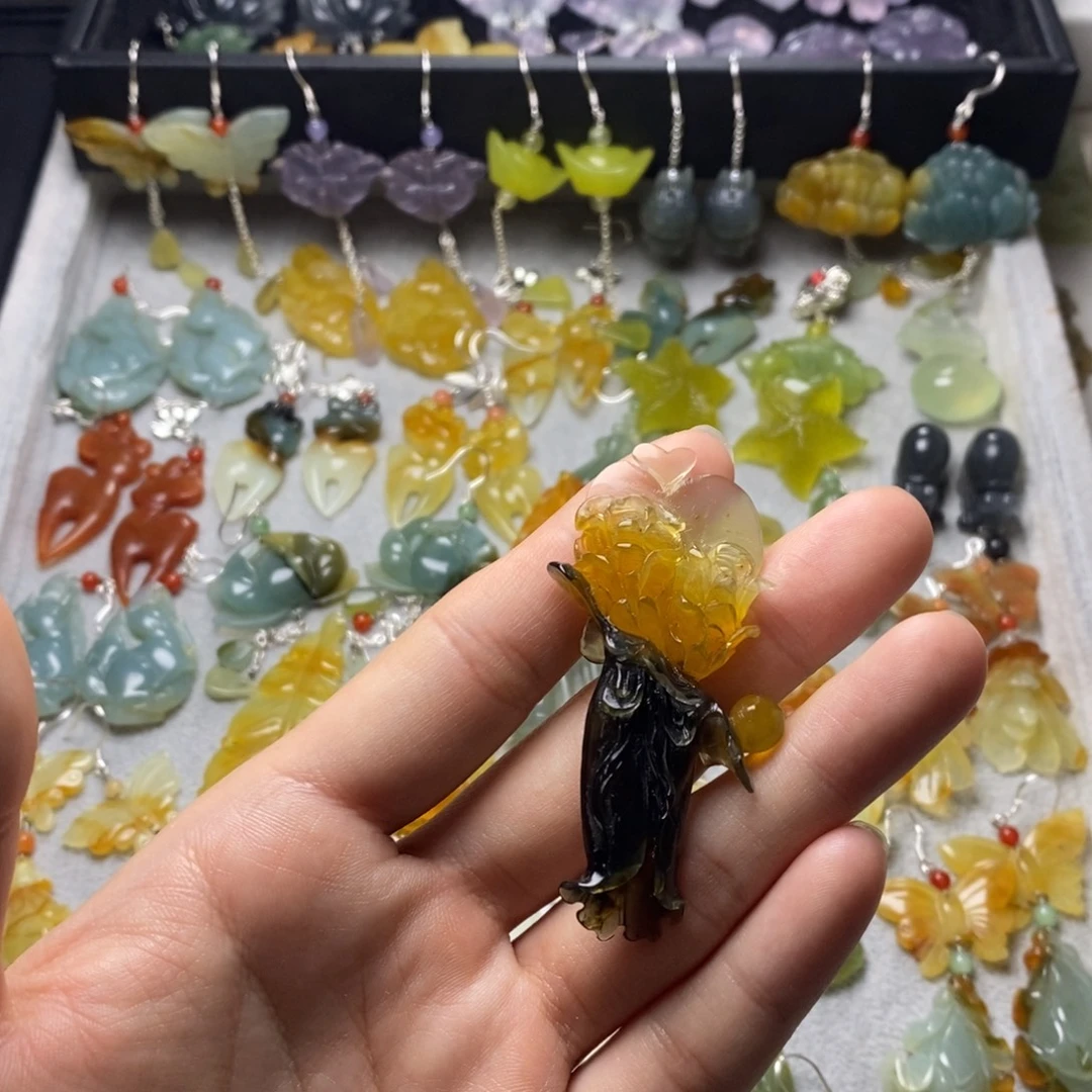 蛇纹石玉合金耳饰/颈饰