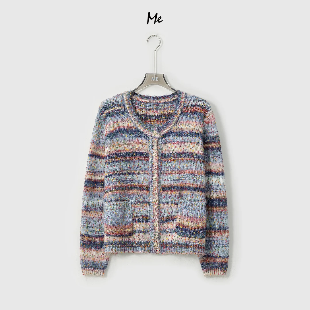 ME【彩虹糖毛衣小香】超细美利奴绵羊毛芝麻花纱针织毛衣MESA4254