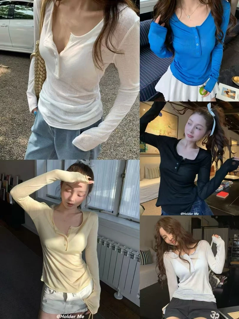 DAJINKU特时尚百搭洋气ol休闲女装上衣T恤ins打底衫短款