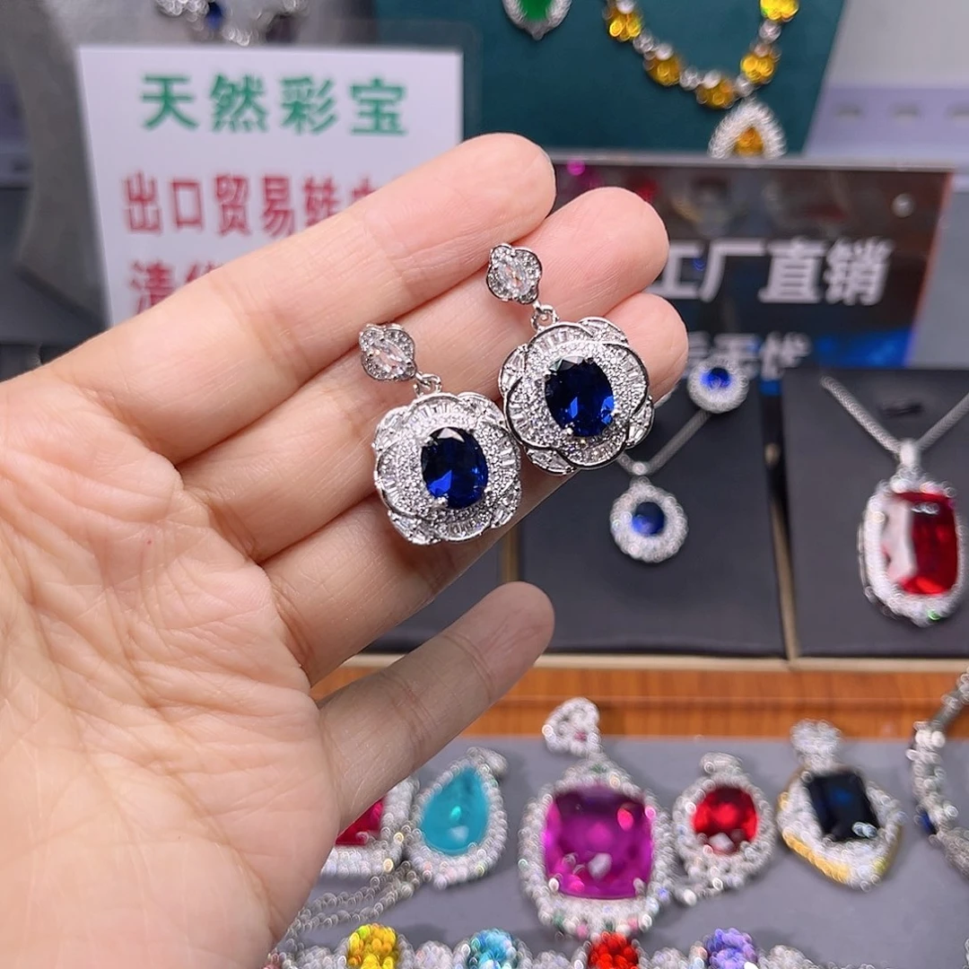 蓝宝石颈饰银S925镶嵌t 146