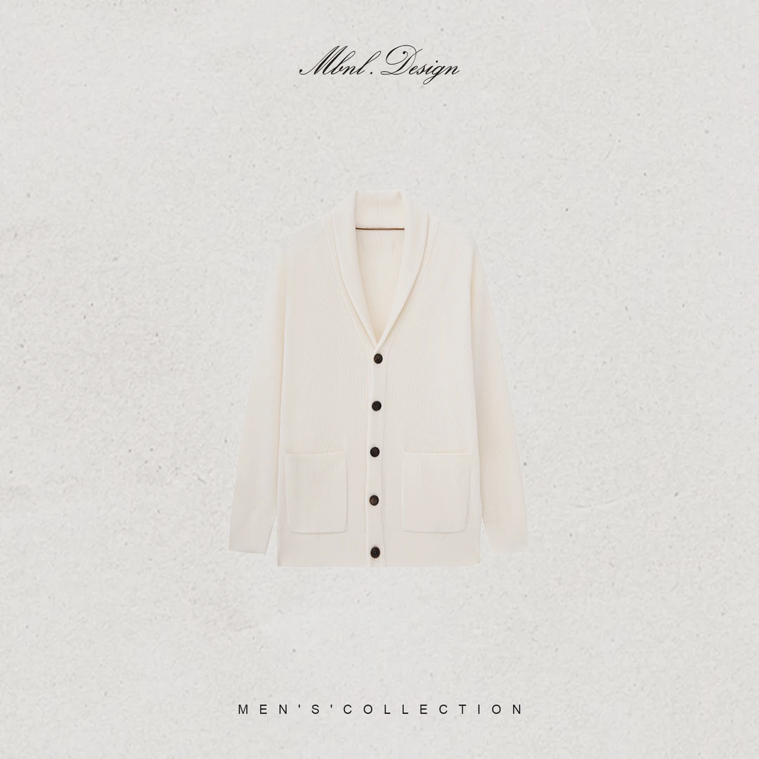 MBNL-F「青果领开衫」秦磊男装26针100羊毛柔软针织开衫LL-WWT0062