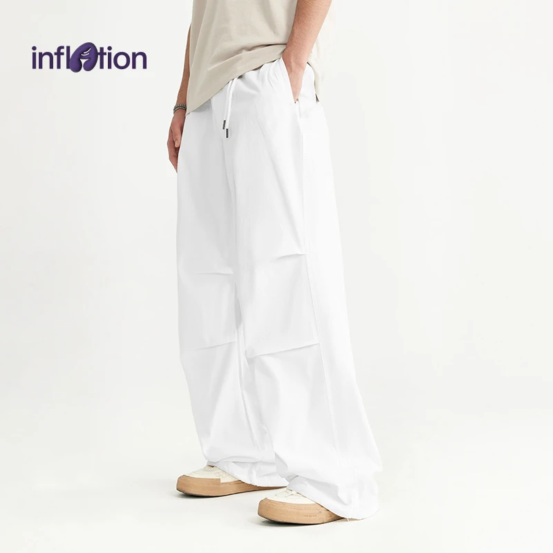 膨胀潮牌成衣洗水阔腿伞兵裤春夏潮牌宽松休闲口袋三色男女长裤