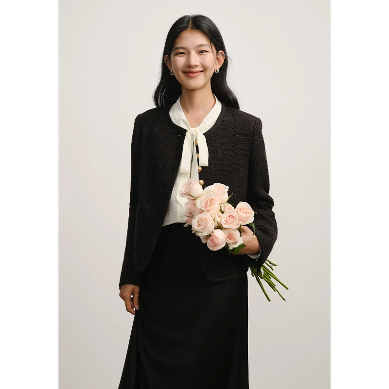 素典【经典小香】高级感圆领小香风外套秋季小个子气质上衣女4669