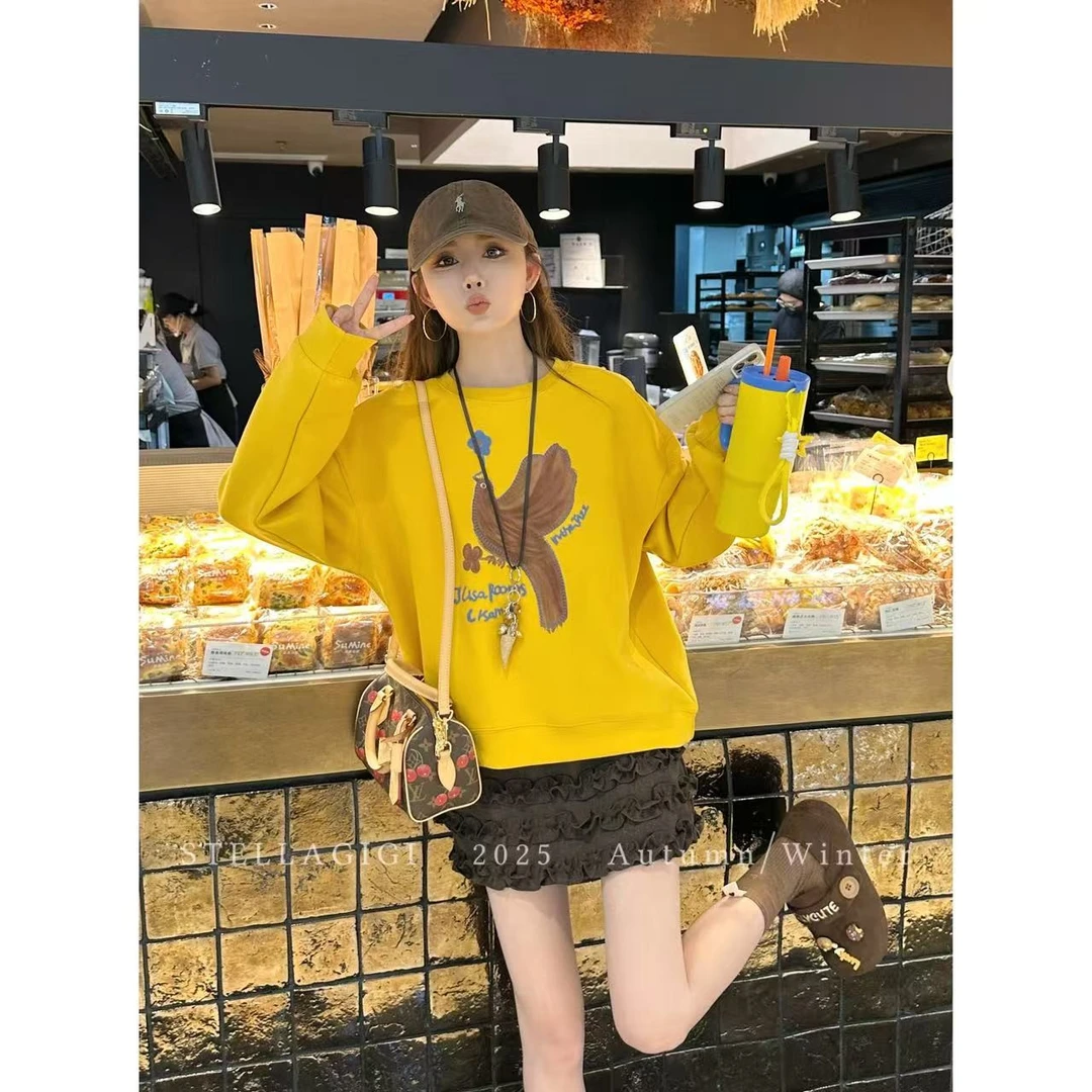 SG / 杨依姗 AW美式复古飞鸟刺绣圆领长袖卫衣WY-20251375