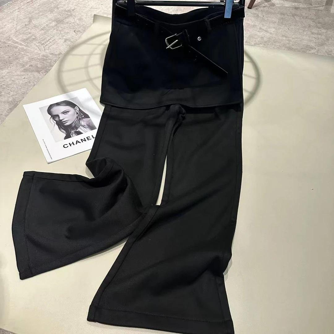 《姚家优麦汇》K7731冬款加绒喇叭西装裤假两件时尚洋气百搭裤女