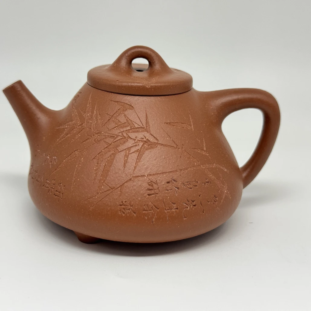 《子冶石瓢》【0添加无碳酸钡】小煤窑朱泥子冶石瓢刻竹茶具