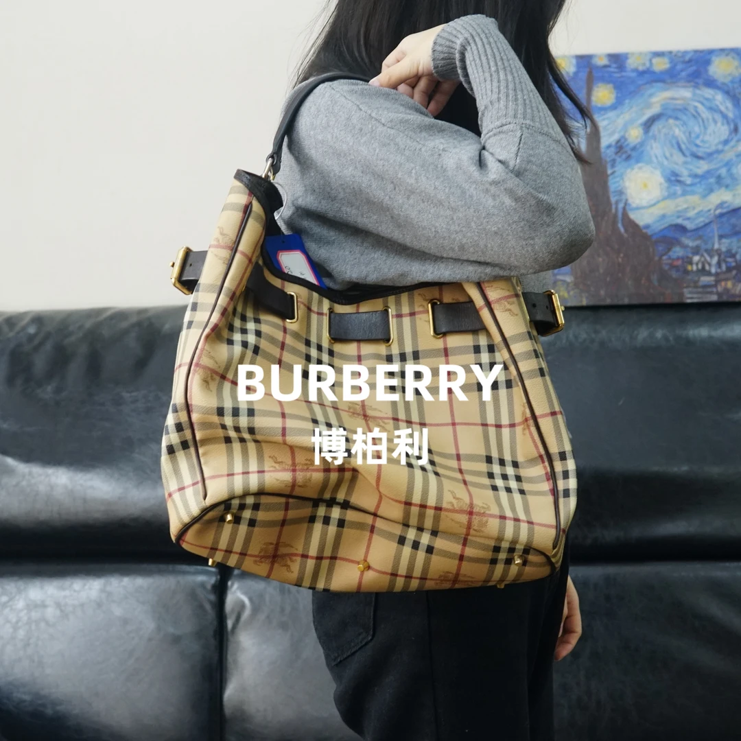 95新 BURBERRY/博柏利 巴宝莉/格纹单肩包/XB12921062/1062