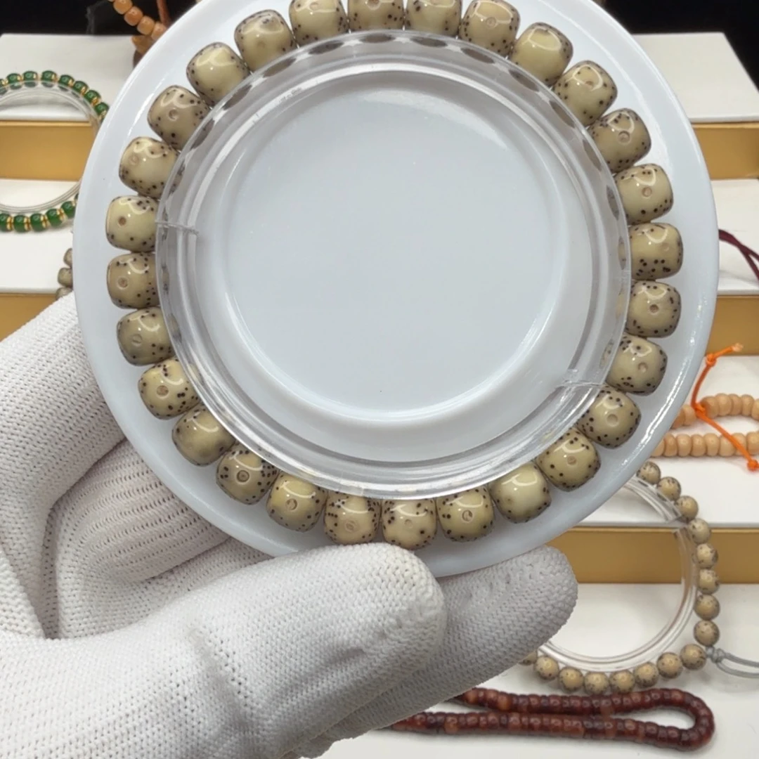 星月菩提手串石玉料青花瓷大眼睛留白月朗星稀小细星单圈