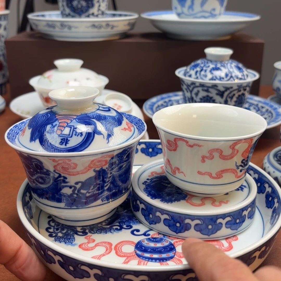 茶具微瑕狮子四件套景德镇发货