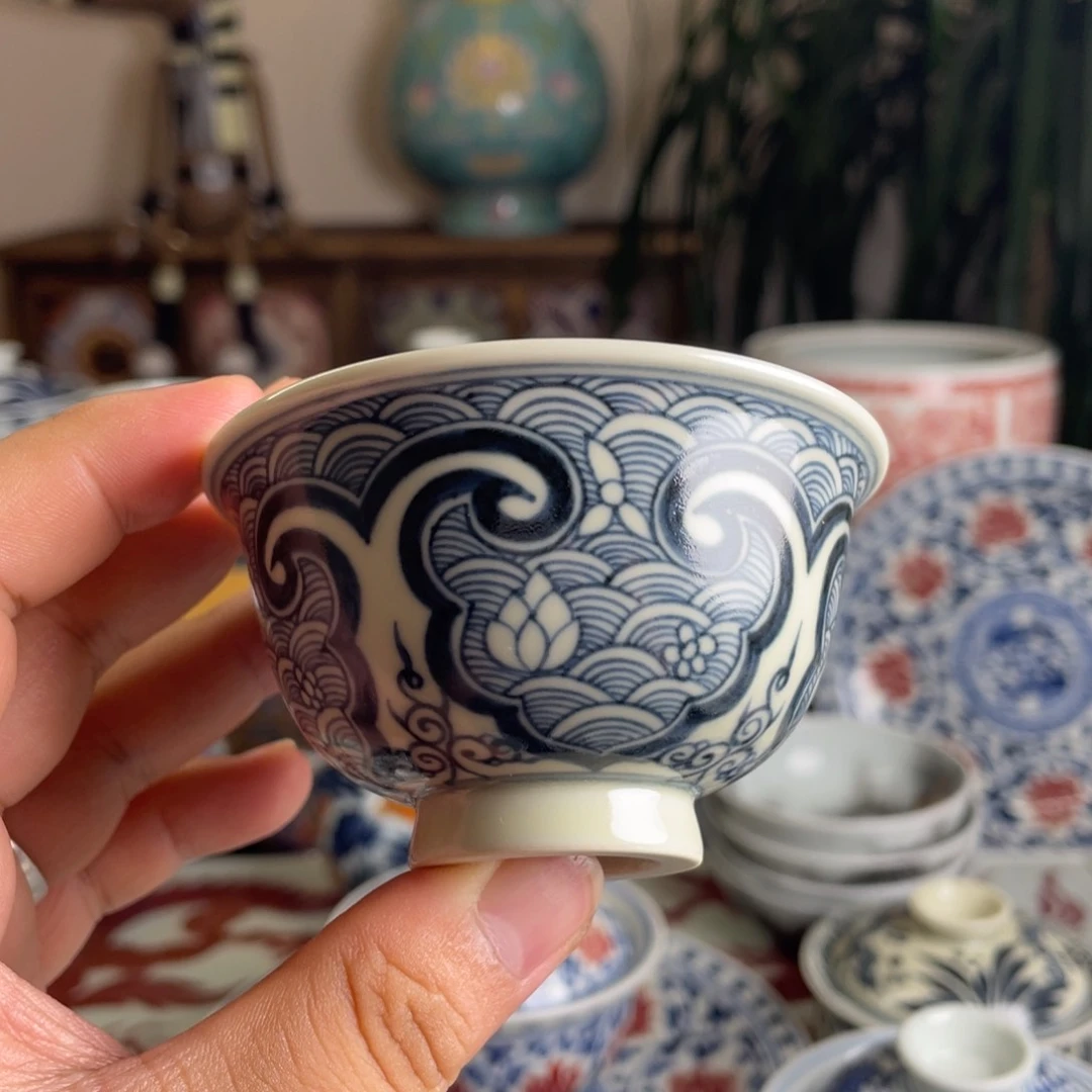 二号釉海生花杯子