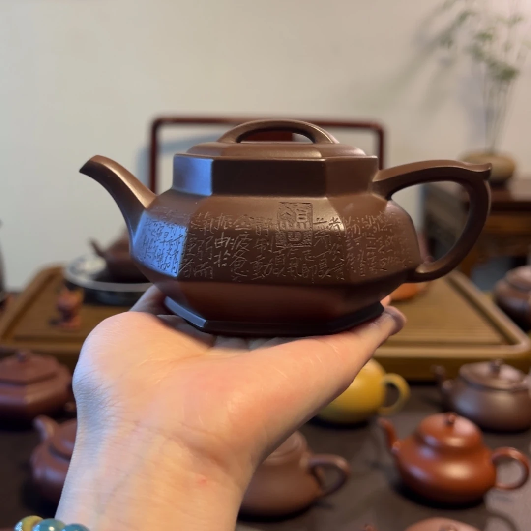 酷**子六方定紫砂壶老紫泥