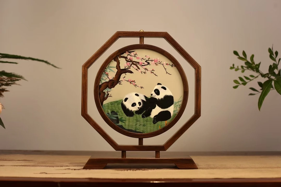 双面绣锦鲤台屏中国风礼品送老外手工刺绣摆件苏绣摆台