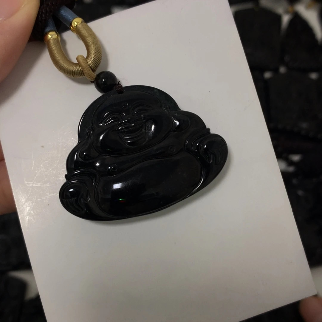 翡翠未镶嵌颈饰天然缅甸a货钢琴黑挂件