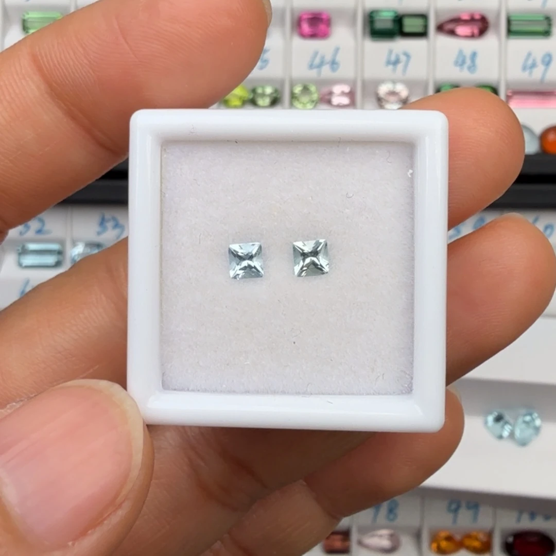 海蓝宝石裸石天然方3*3mm一对