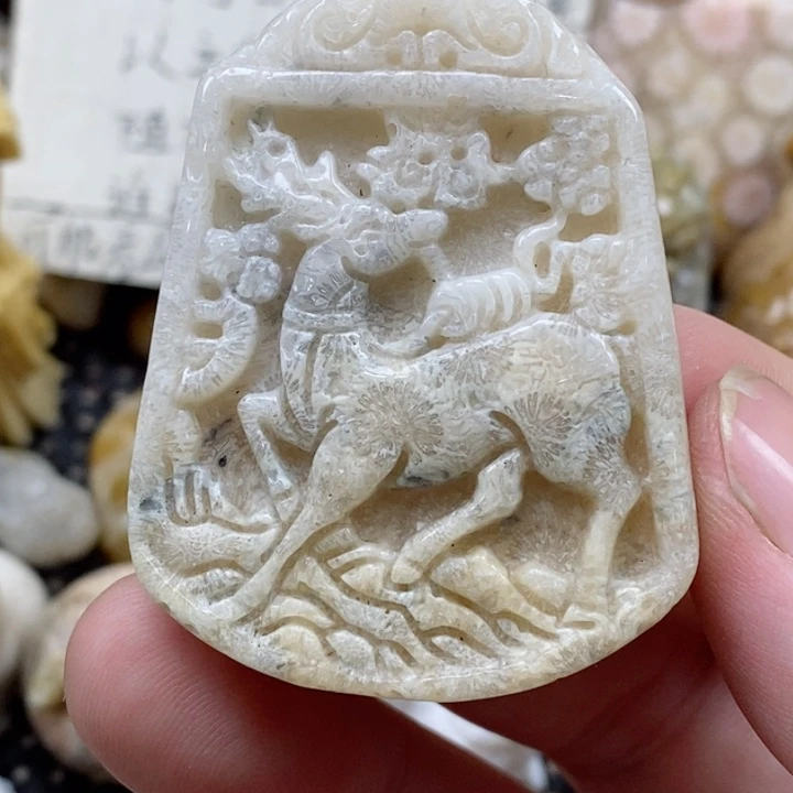 颈饰未镶嵌硅化珊瑚（珊瑚玉）有瑕