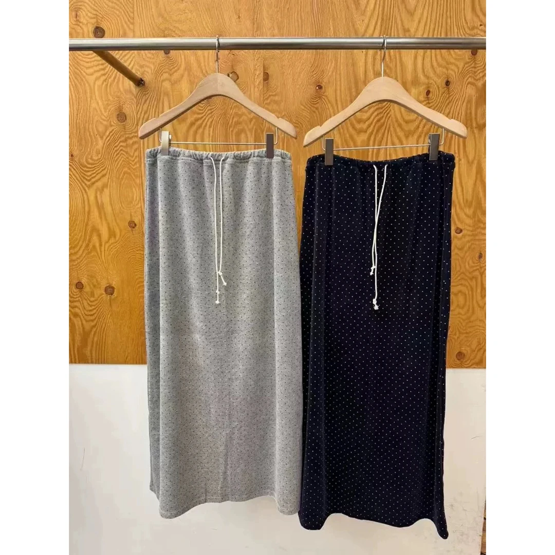 【粉风】东大门.projectview复古丝绒波点松紧腰半身裙