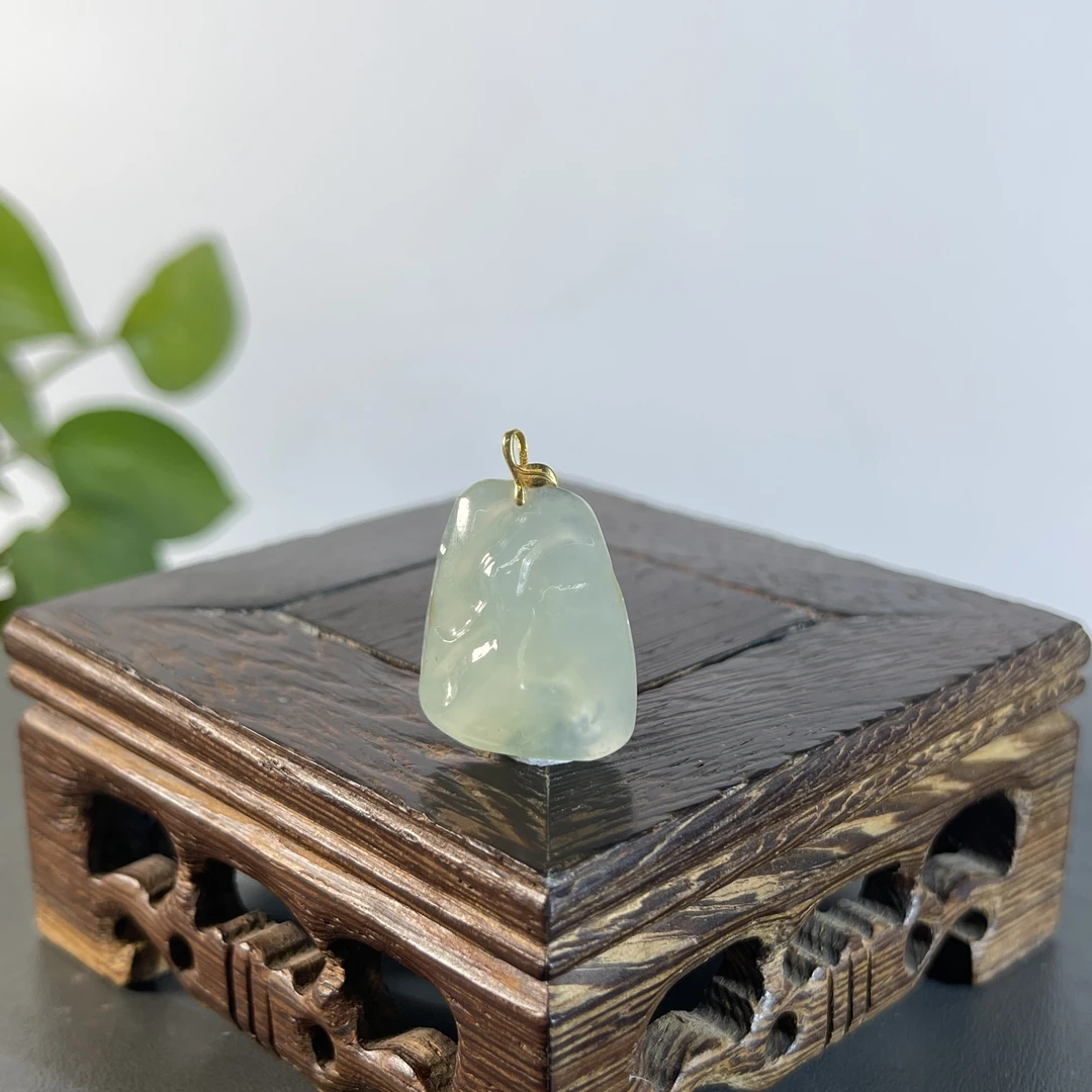 JYB30-22 18K扣头精品天然翡翠A货原石吊坠