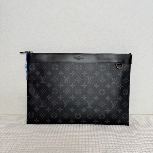99新 LouisVuitton/路易威登 5392/经典时尚黑老花信封手拿包