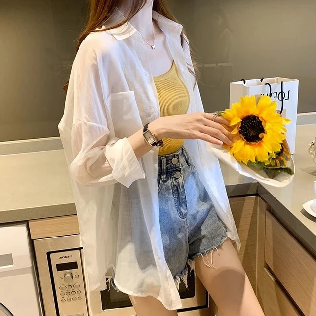 薄衫2025新款防晒服防晒衣外套开衫夏季防紫外线欧根纱女衬衫薄款