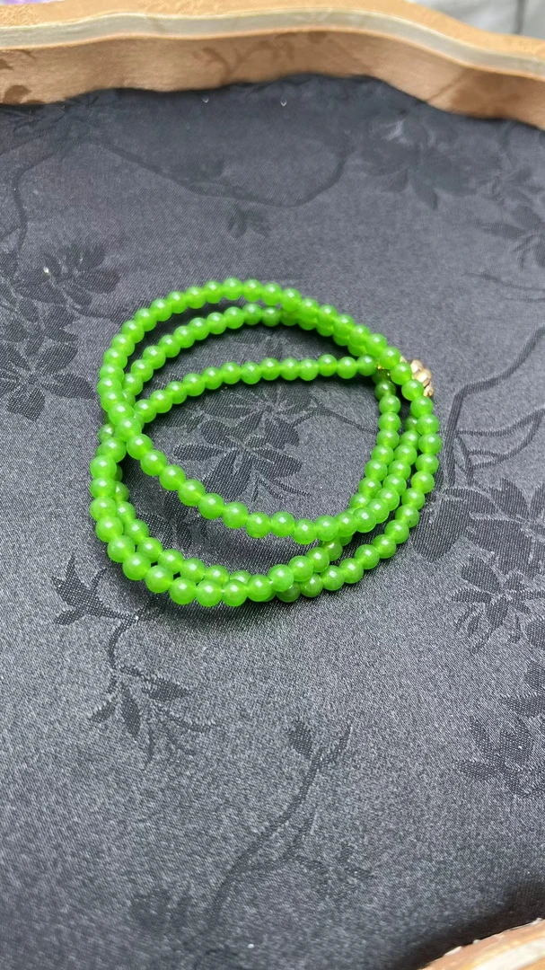 碧玉 三圈和田玉手链 吸扣款