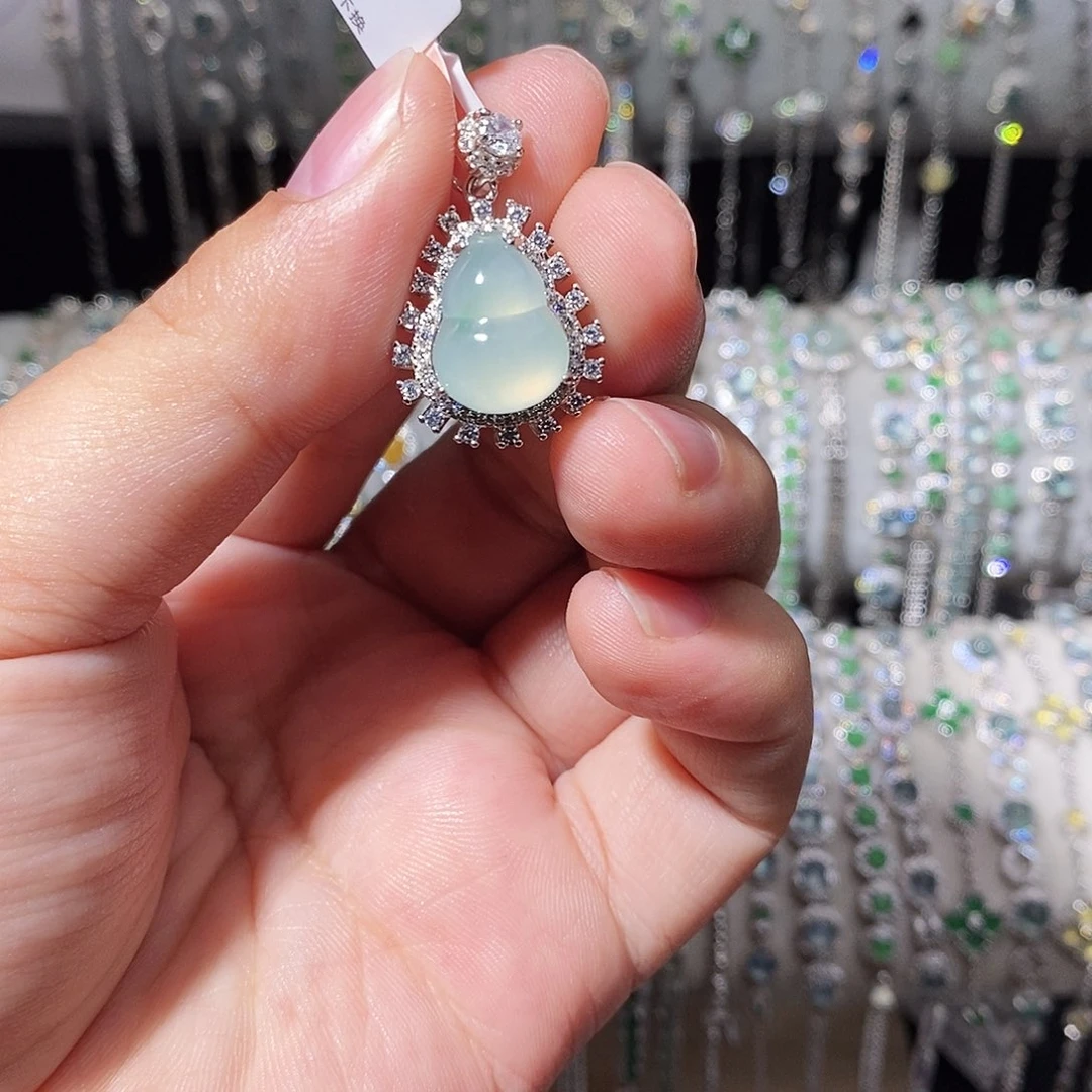 颈饰银S925镶嵌翡翠k j j j