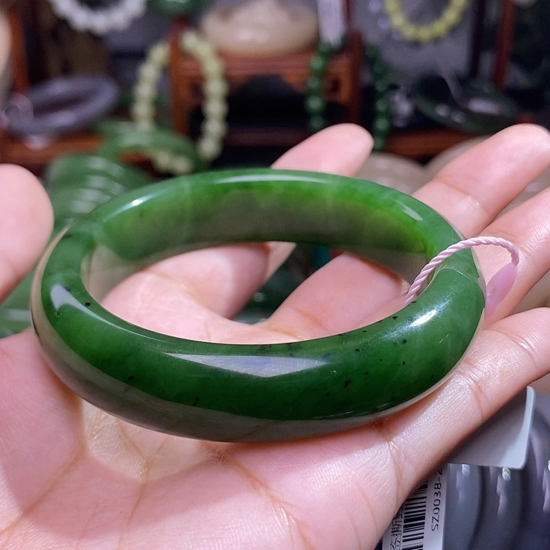 和田玉碧玉老料手镯57.5圈未镶嵌