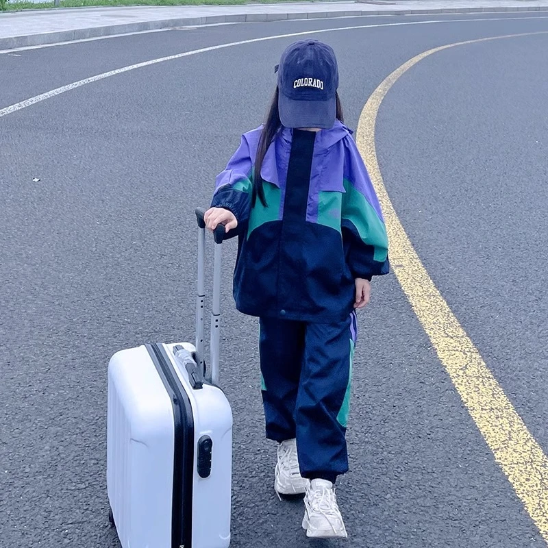 女童冲锋衣套装2025新款中大儿童春秋运动洋气网红时髦秋装洋气潮