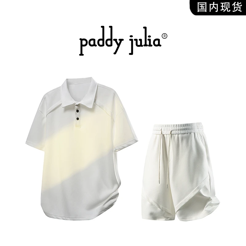 Paddy julia短袖t恤运动服套装男装夏季短袖polo衫商务休闲两件套