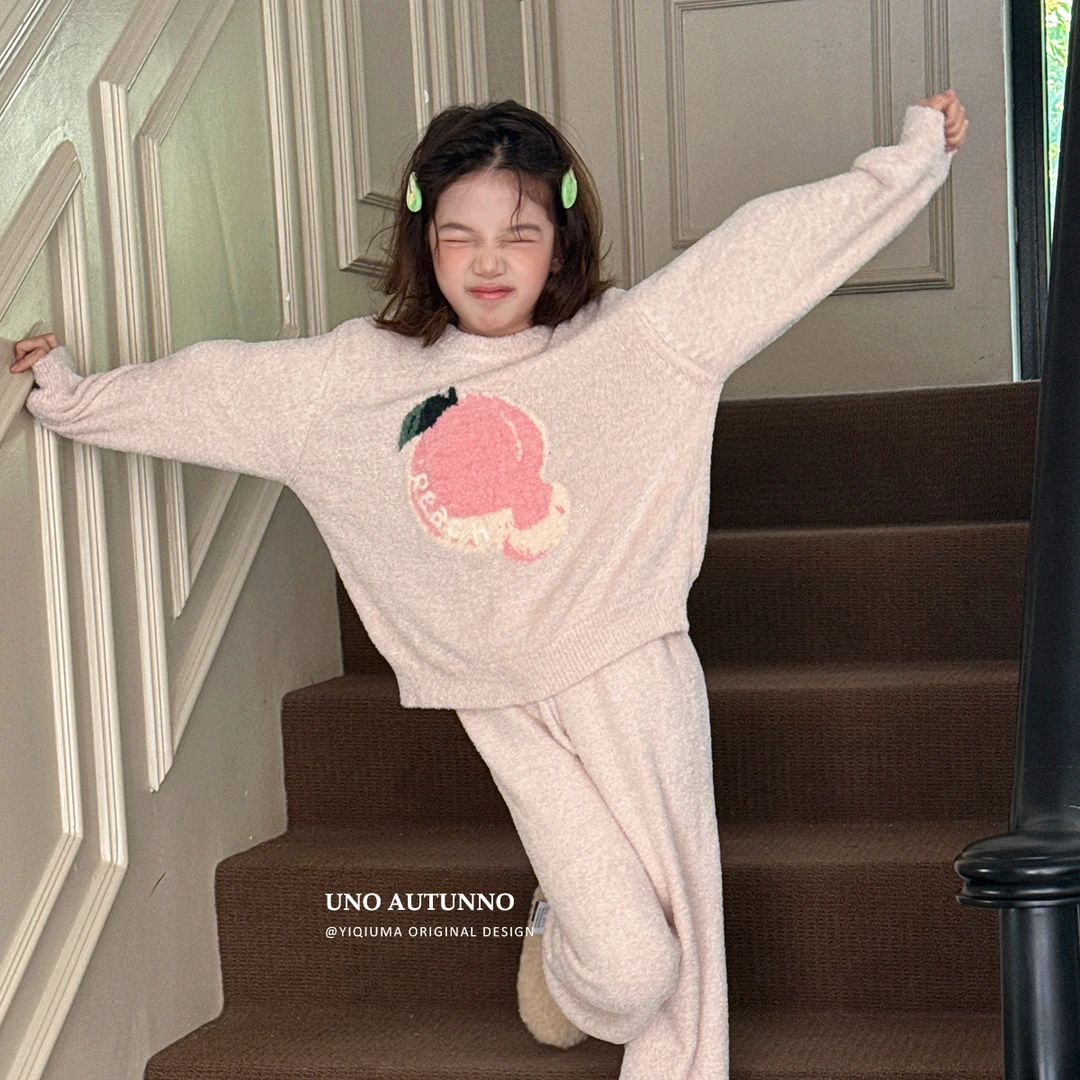 「UNO AUTUNNO」【里物】羽绒纱女中大童冬休闲水果居家服套装GD2406