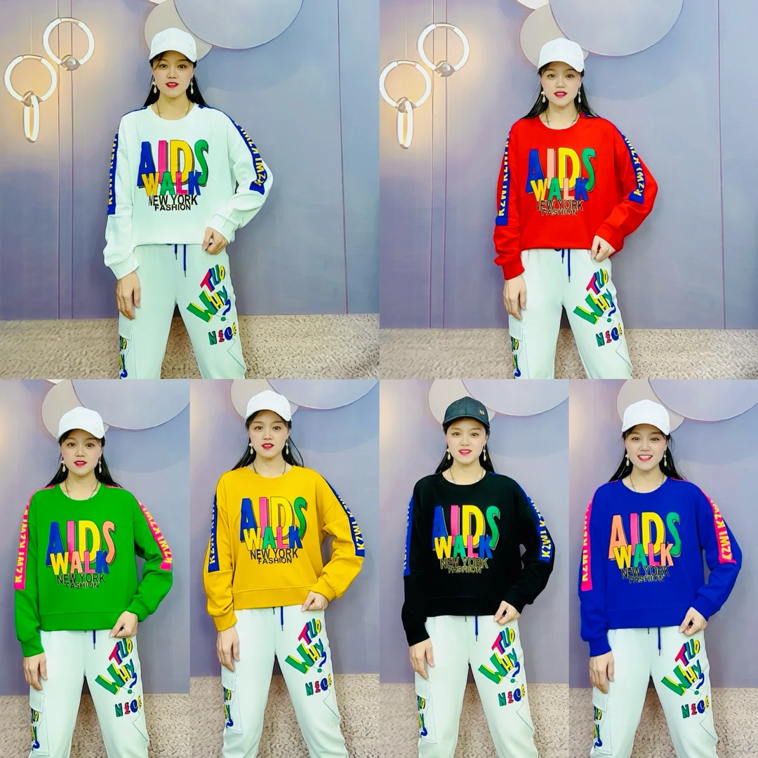 春季新款圆领卫衣HT.8209休闲AIDS字母印花宽松运动长袖卫衣
