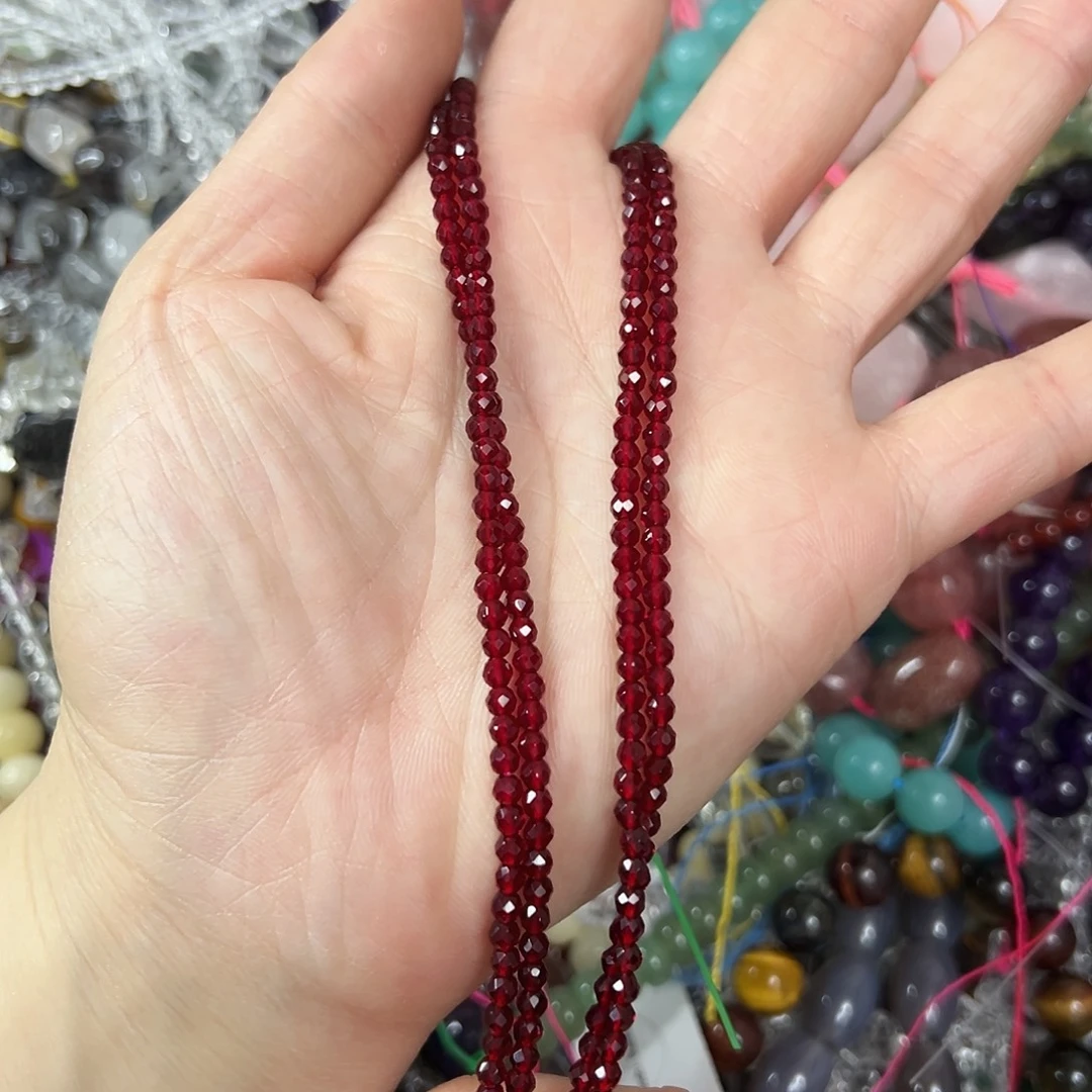 玛瑙/玉髓未镶嵌珠宝半成品，卡3石榴石2条