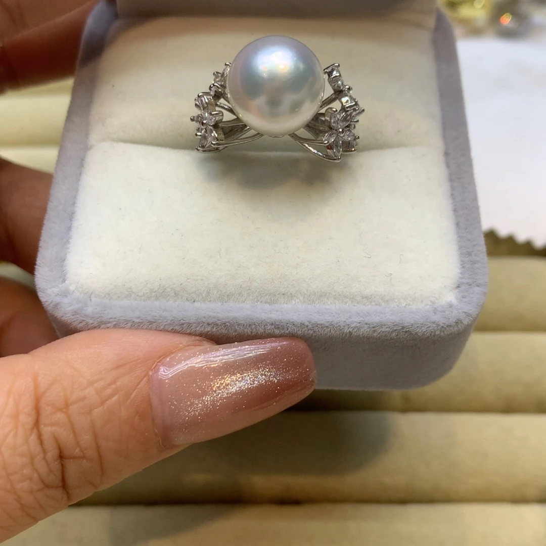 银S925镶嵌戒指海水珍珠