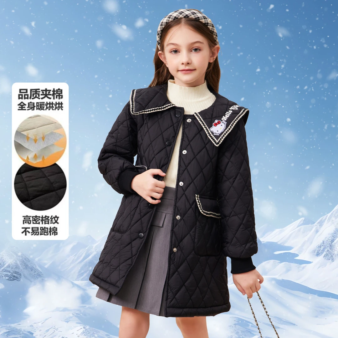 HELLO KITTY女童冬季棉服2025新款中大童装时髦洋气卡通保暖棉衣