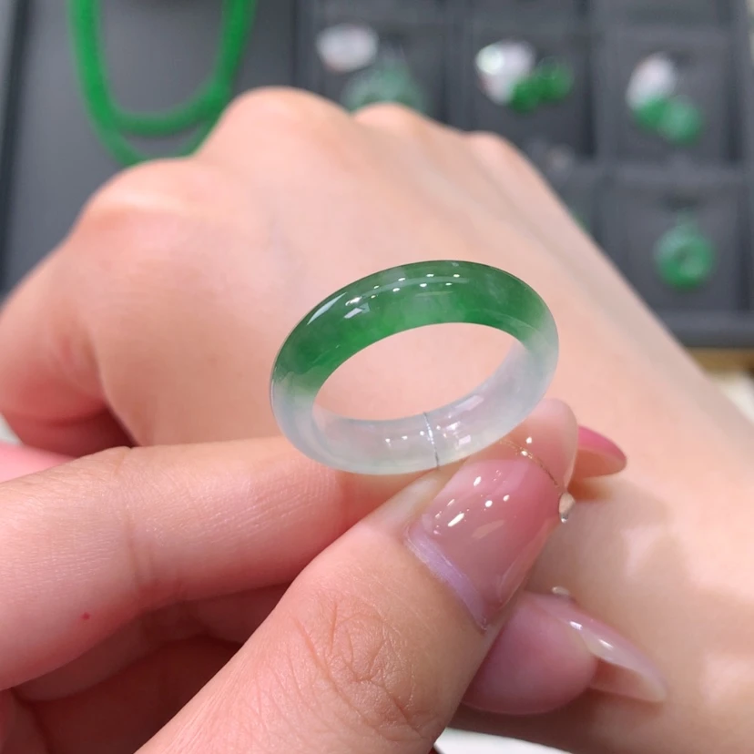 【闪购商品】翡翠戒指未镶嵌17号半山水冰绿