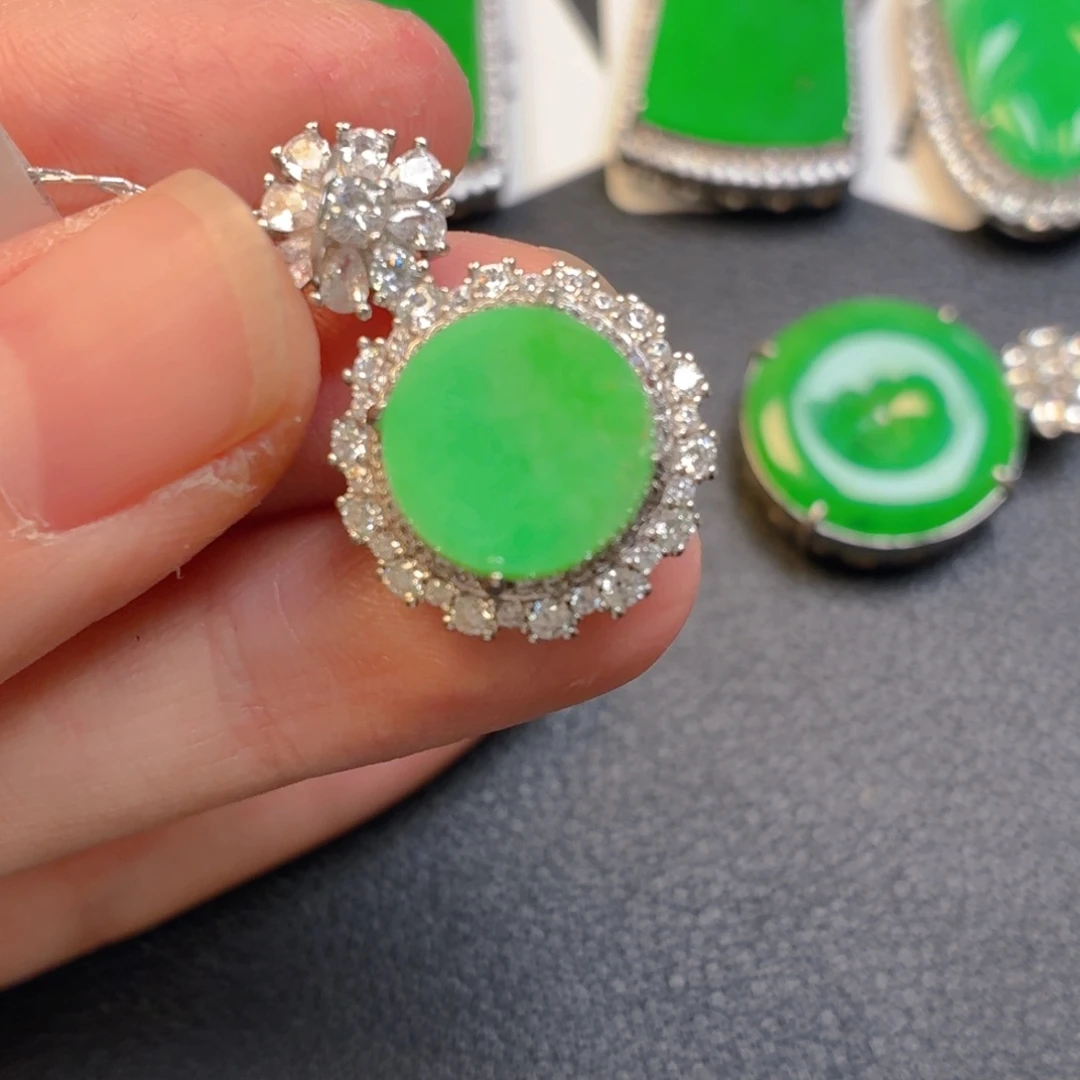 翡翠银S925镶嵌吊坠(不含链)