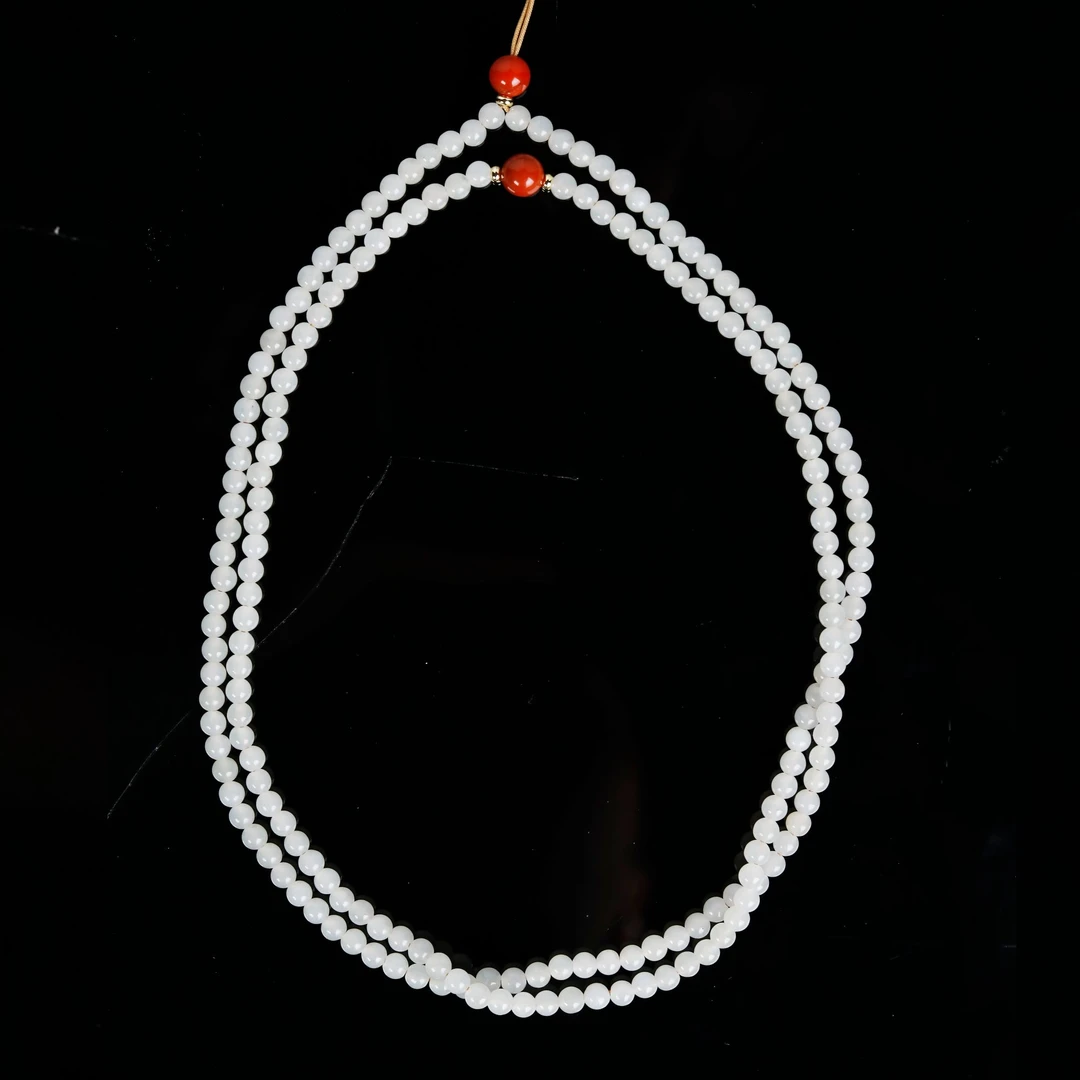 预售新疆和田玉白玉珠链挂件绳RB242921尺寸约4mm