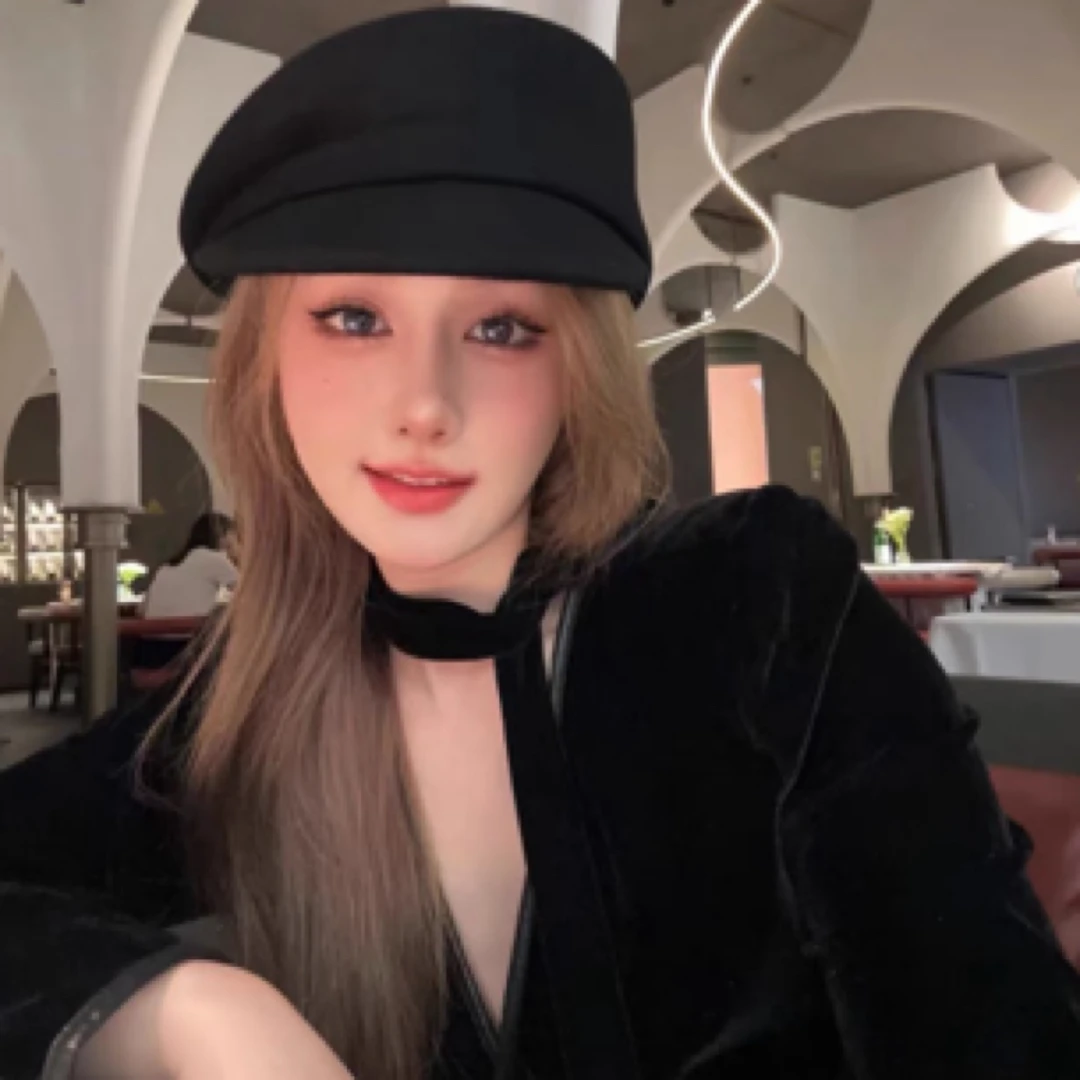 fever同款~黑色羊毛呢报童帽女秋冬八角帽子画家贝雷帽复古羊毛