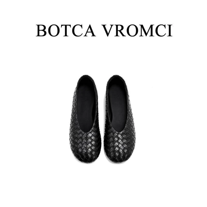 BOTCA VROMCI真皮平底黑色晚晚鞋女鞋2025新款舒适浅口单鞋2588-1