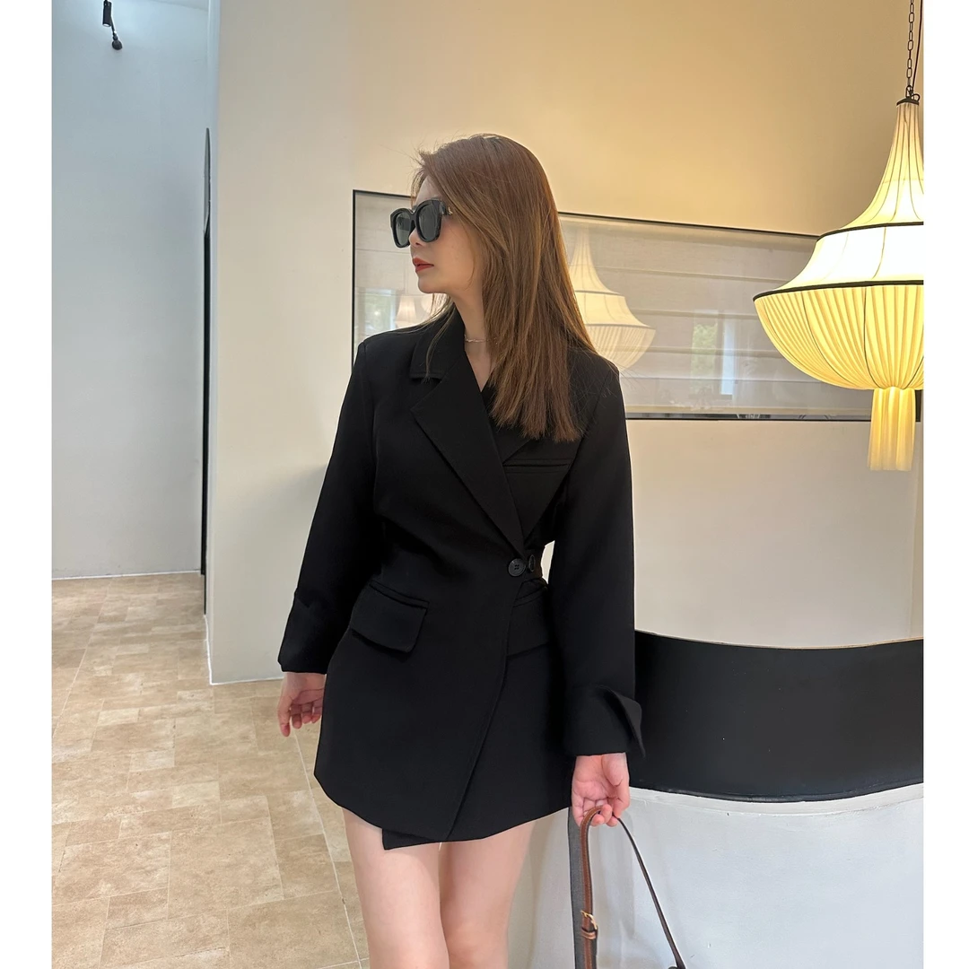 设计感收腰西装裙外套2025春秋新款修身小众高级御姐显瘦气质西服