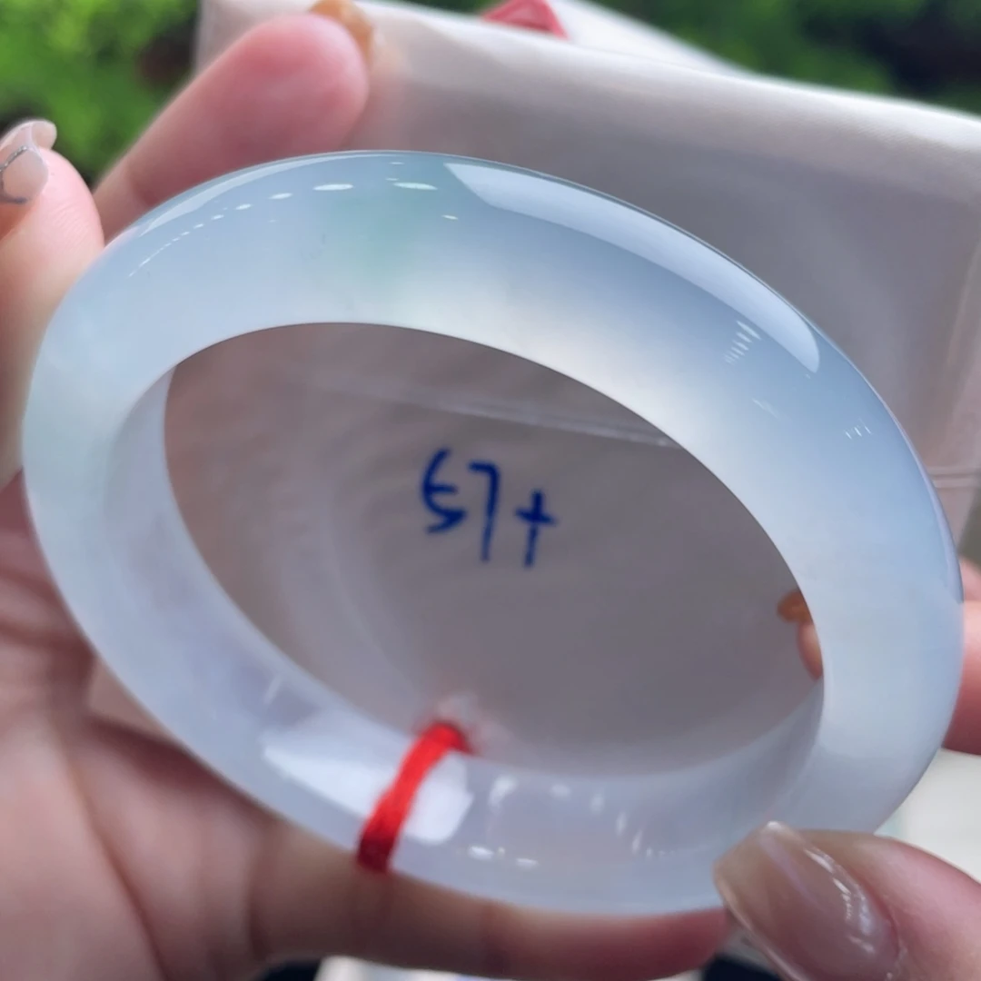 翡翠未镶嵌手镯57蓝冰冰胶起光