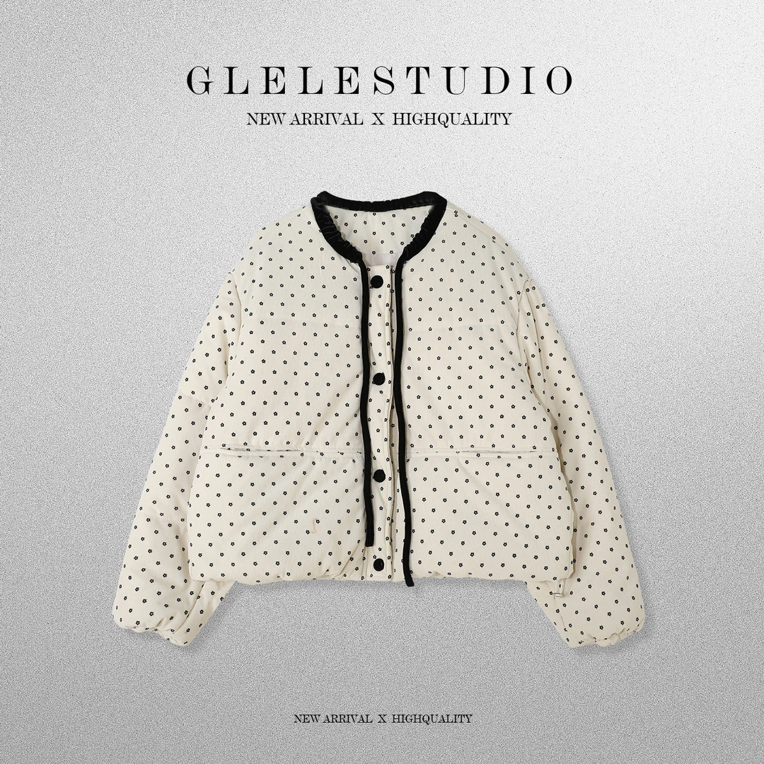 Glele私服「草莓啵啵」韩系甜美减龄保暖休闲碎花外套