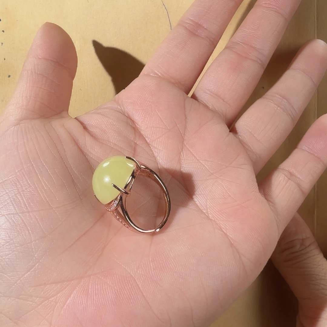****a和田玉银S925镶嵌戒指