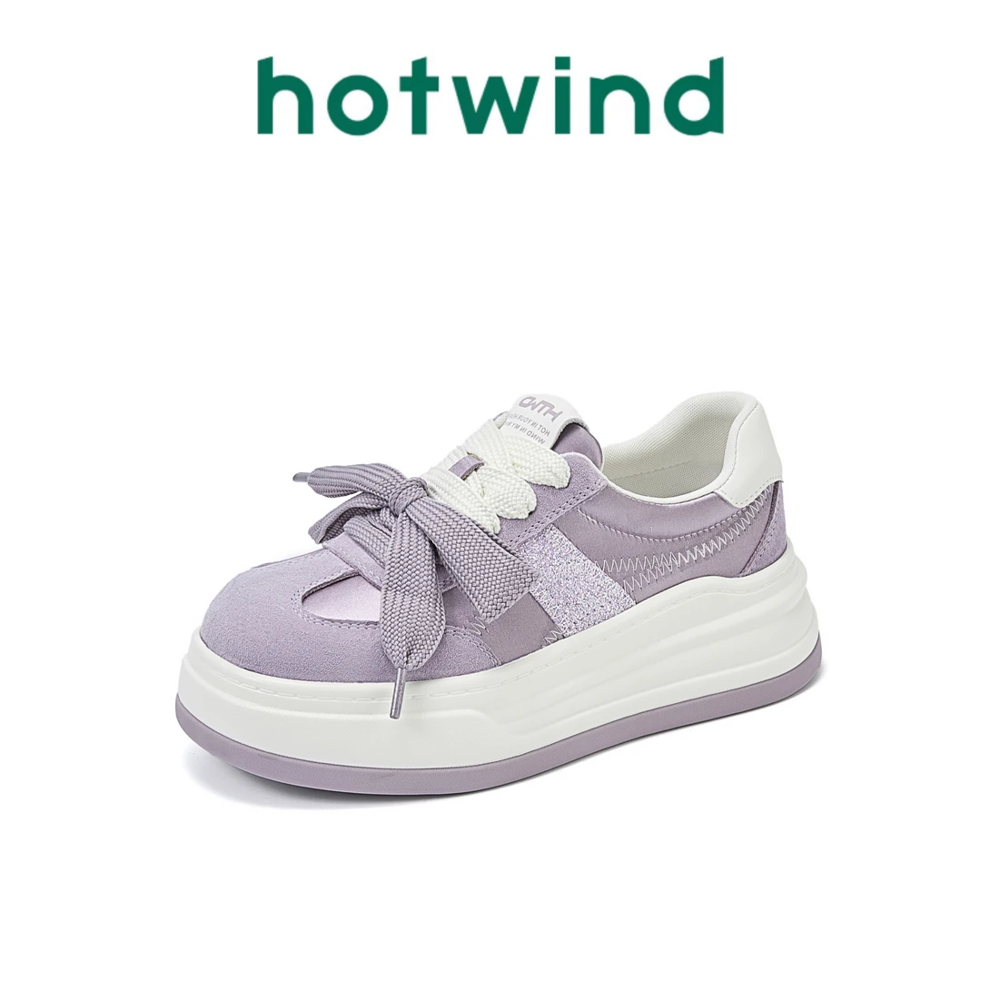 Hotwind/热风2025新款厚底德训鞋女百搭复古系带轻便板鞋