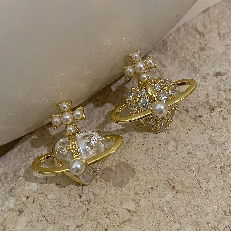 铜合金锆石耳饰 小众设计感高级爱心耳环新款潮时尚洋气耳饰925银