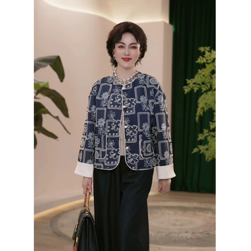 2025春季新款妈妈装新中式国风重工气质外套减龄中年女装短款上衣