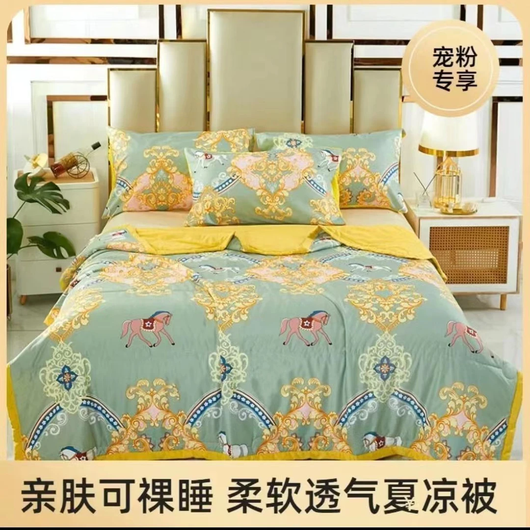 【源头厂家】印花夏凉被空调被亲肤裸睡夏凉被可机洗单人双人被子WX