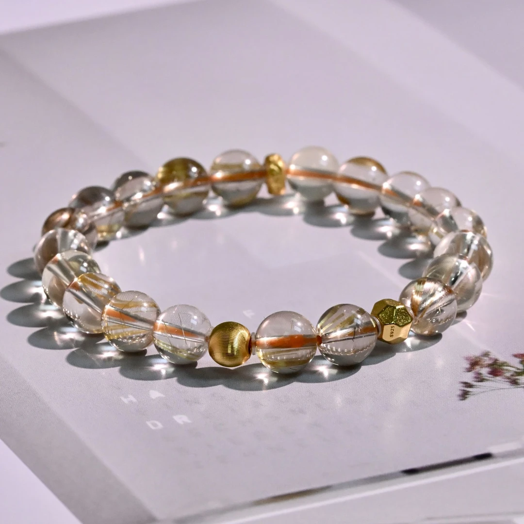 【锦妍】金发晶招财手串板钛晶手串手链 设计款-A088【多样性发一】