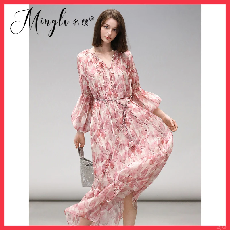 高级感时尚两件2025名缕吊带裙优雅女装花卉印花新款气质洋装秋季