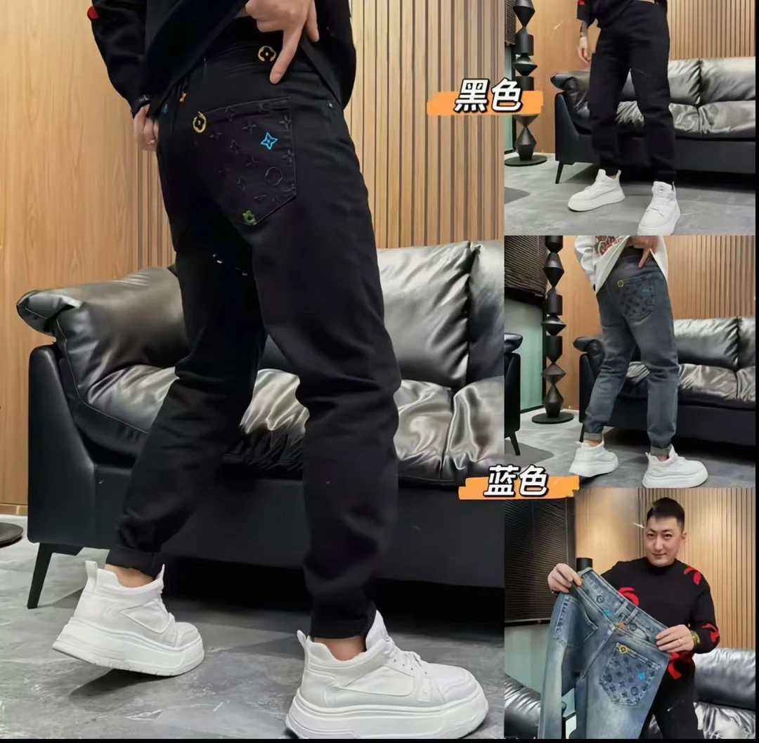 【小哥在路上】轻奢潮牌重工刺绣牛仔裤时尚休闲百搭简约直脚牛仔裤