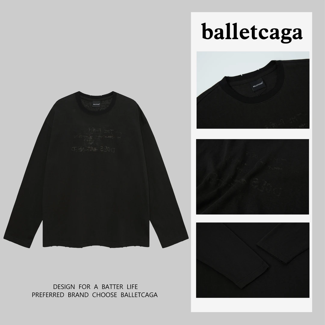 黑色休闲长袖t恤男款上衣字母长袖蜡染圆领修身型痞帅慵懒风男装